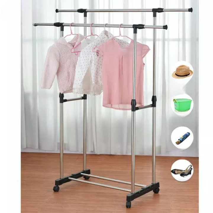 Adjustable Clothes Rack Double in inox