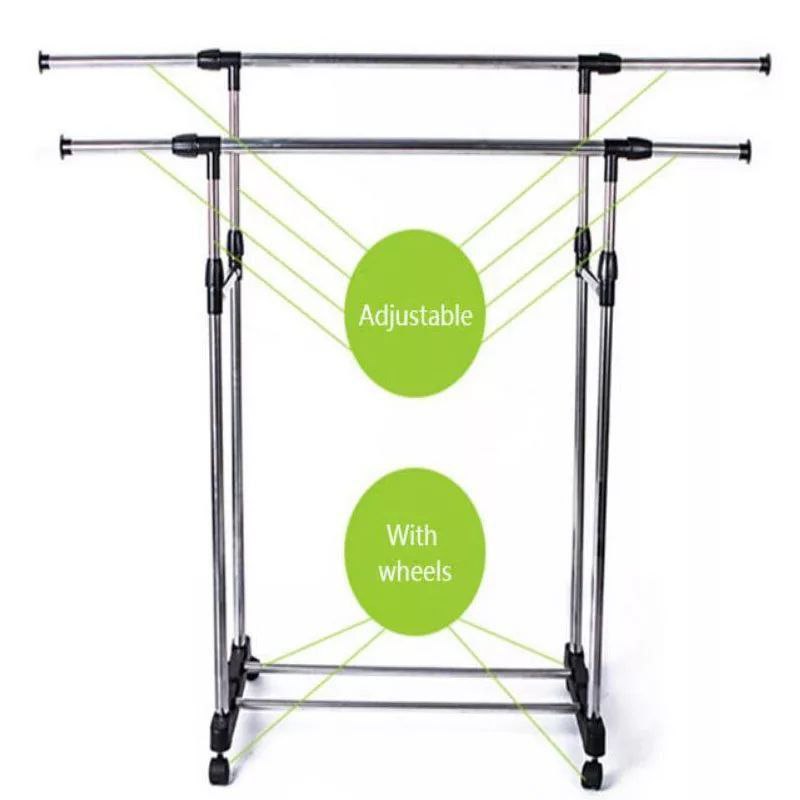 Adjustable Clothes Rack Double in inox