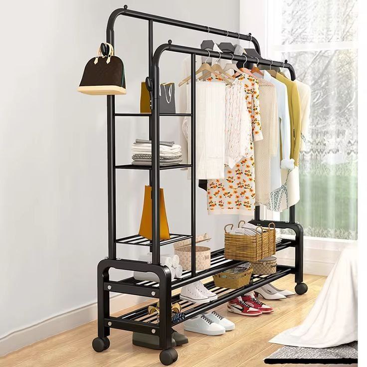 Portant à Vêtements 8-en-1 avec Roulettes – Capacité 58 kg