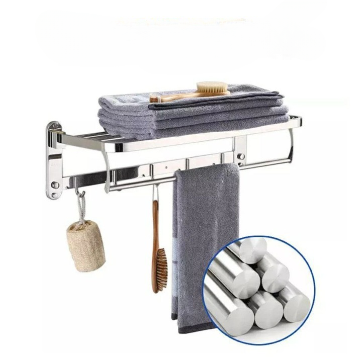 Porte-serviettes mural en acier inoxydable SUS 304 – Pliable, résistant à la rouille