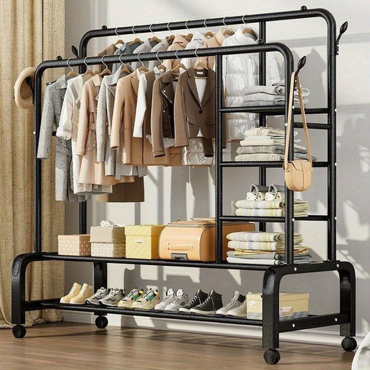 Portant à Vêtements 8-en-1 avec Roulettes – Capacité 58 kg
